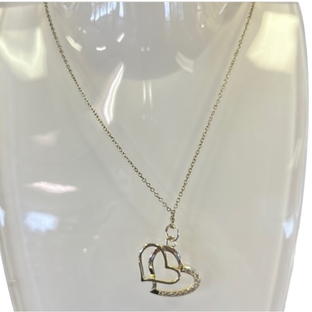 NECKLACE dangling double heart